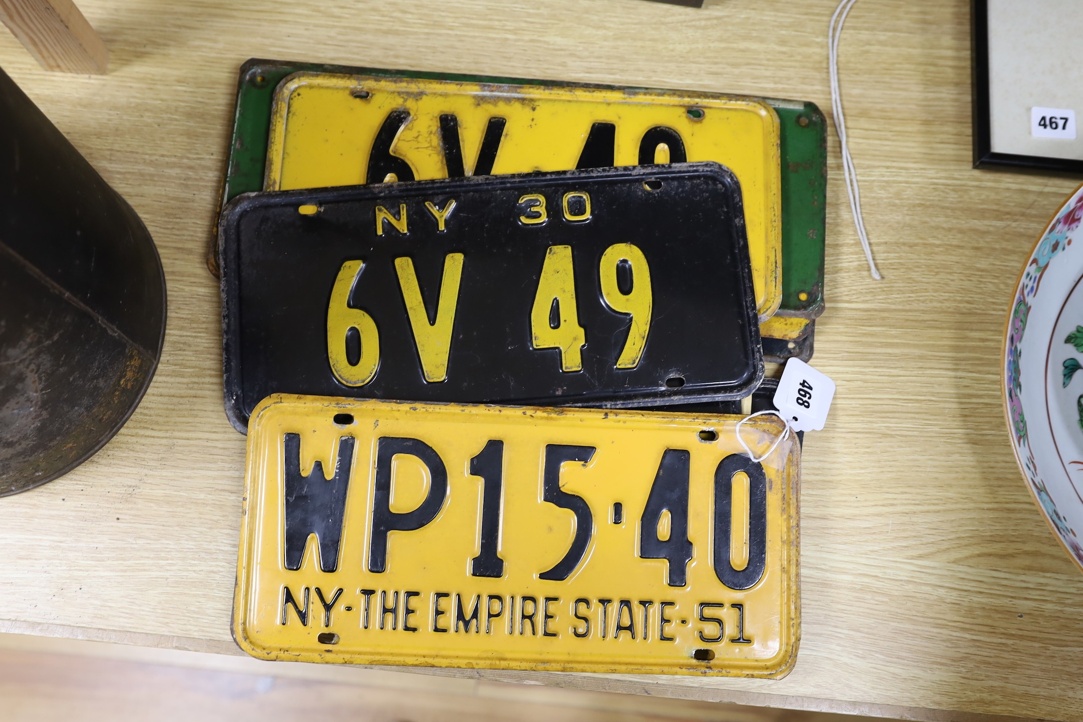 Eighteen mixed New York number plates from 1920's to 1950's (18)